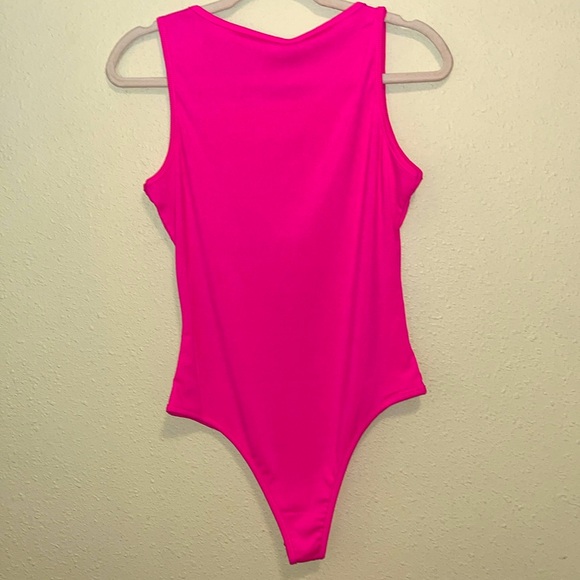 NWT S. Christina Collection Hot Pink Ribbed Bodysuit. L/XL - Picture 3 of 5